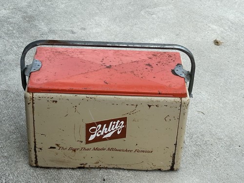 Vintage 1950s Schlitz Beer Metal Cooler Cronstroms Advertising Ice Chest 20”
