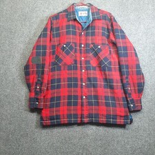 Arrow Sportswear Button Shirt M Plaid Wool Quilt Lined Flannel Jacket READ