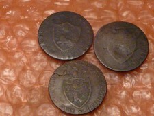 Jetons commerciaux originaux des années 1790 de l'époque coloniale demi-penny 3 pièces au total #1