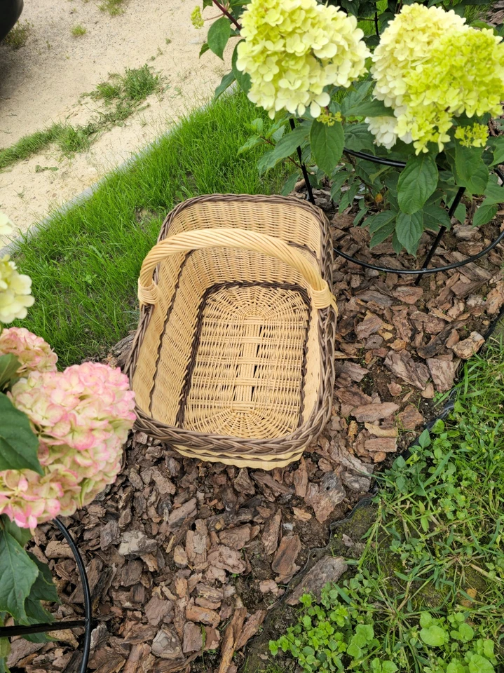 Rectangular Large Wicker Basket with Two-Tone Weave – Handmade Harvest Trug - Image 3 of 4