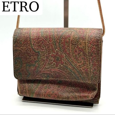 Etro braune Paisley Leder PVC Schulter Geldbörse Umhängetasche authentisch