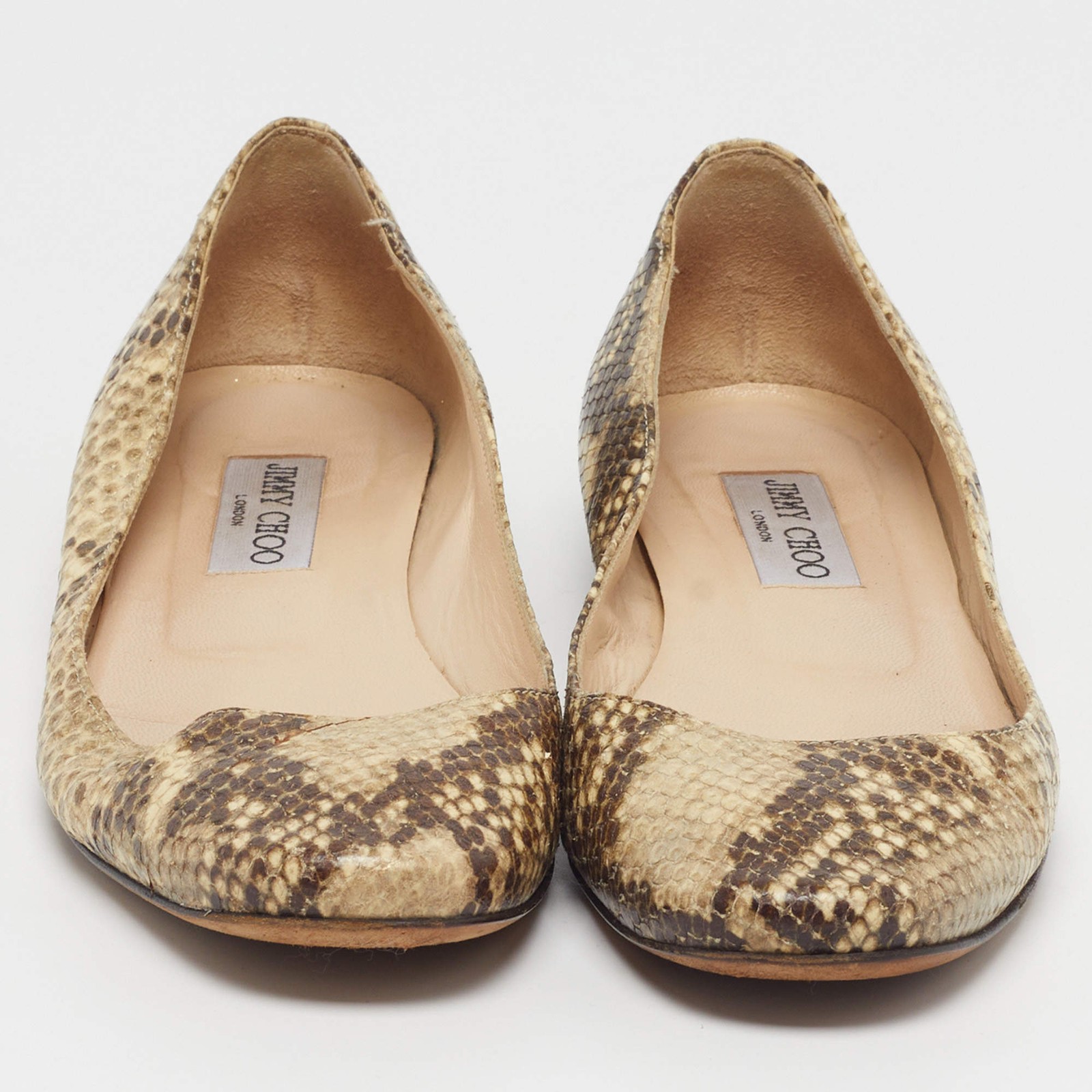 Jimmy Choo Windsor Size 38 Beige Python Embossed … - image 3