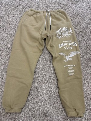 YoungLA Immortal Tan Khaki Joggers Mens M Young Ambitious Club Eagle Sweatpants