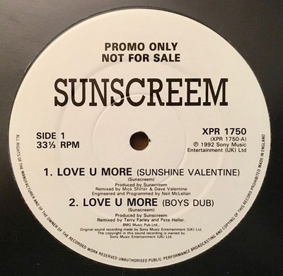 Sunscreem - Love U More (12'', Promo)