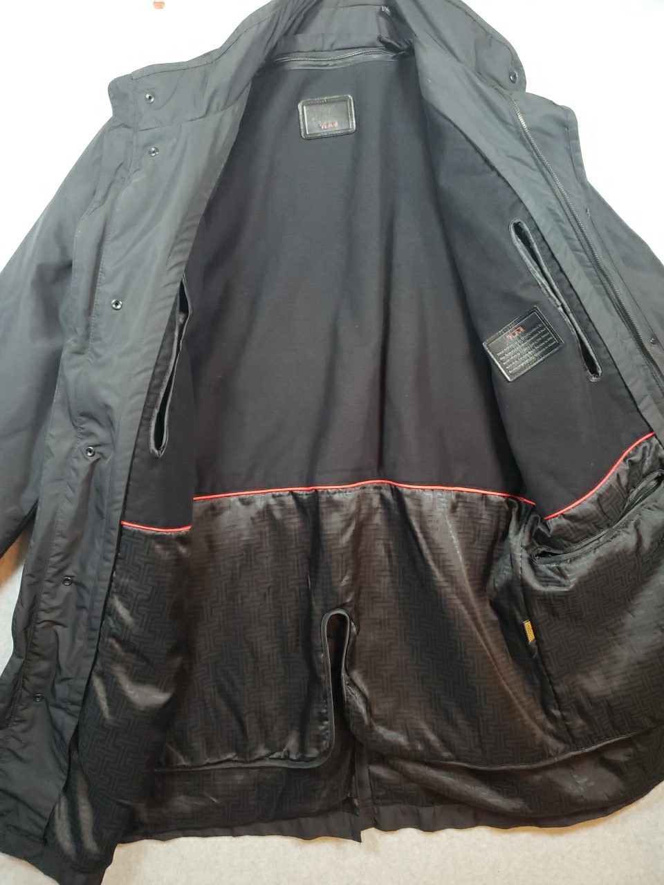 Tumi Rain Jacket Black Removable Lining Rain Coat… - image 4