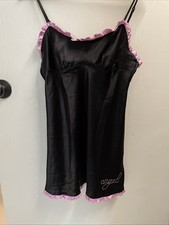 Abito Slip Angelo Vintage Y2K Victorias Secret Donna S Nero Bling Intimi