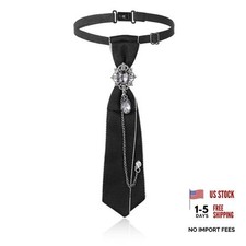 Molain Black Tie for Women, Adjustable Pre-Tied Necktie with Rhinestone for