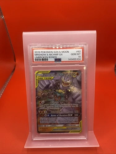 Marshadow & Machamp GX 82/214 Sm-Unbroken Bonds Holo PSA 10
