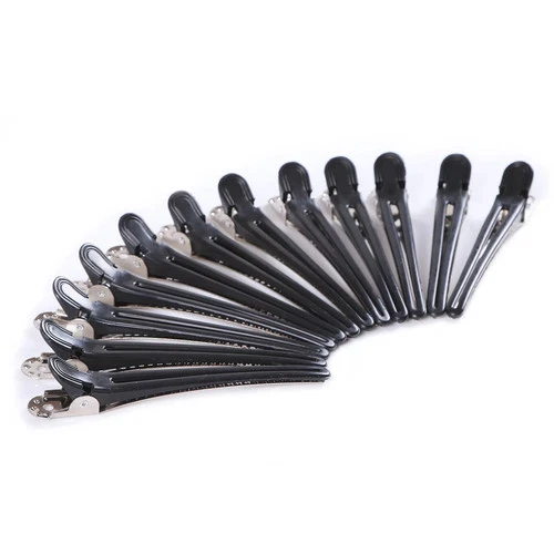 12pk Hair Sectioning Clip Black Metal Hairdresser Hairdressing Salon Clamp Clips