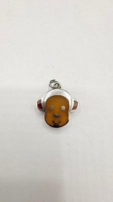 Sterling Silber 925 Affe gelb orange Inlay