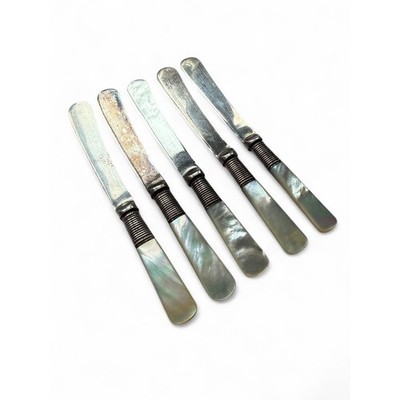 Vintage Buttermesser versilbert und Perlmutt - Set x5