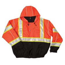 Kishigo Js120-Xl Hi-Vis Bomber Jacket, Polyester, Class 3 Type R, Orange/Black,