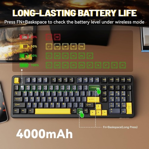 ATTACK SHARK X98 RGB Mechanische Wireless Gaming Tastatur, Tri-Mode, Hot-Swap - Bild 25 von 28