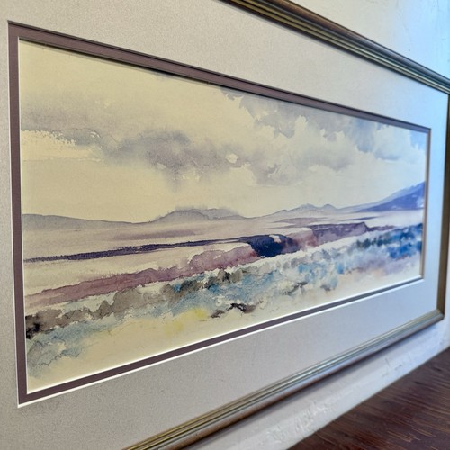 Southwest Landscape In Lavender Pastels Signed Water Color Print, Framed, Matted - Picture 2 of 11