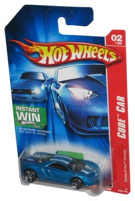 Hot Wheels Code Car 02/24 (2006) Blue Cadillac Cien Concept Car 086/180