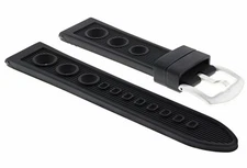 22MM RUBBER DIVER WATCH BAND STRAP FOR TISSOT PRS 516 RACING WATCH AUTO BLACK