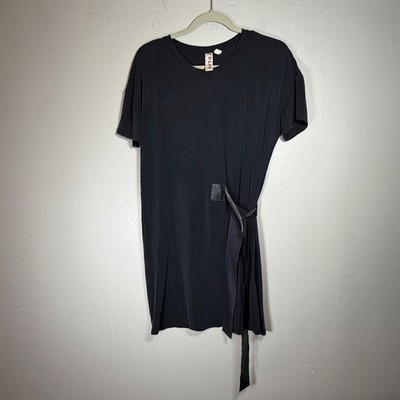Dolan Left Coast Collection Black Cupro Side Tie T-Shirt Dress Small 15W123P456
