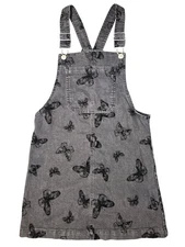 Girls Butterfly Jumper Overall Dress Jean Black 10/12 Large Art Class EUC