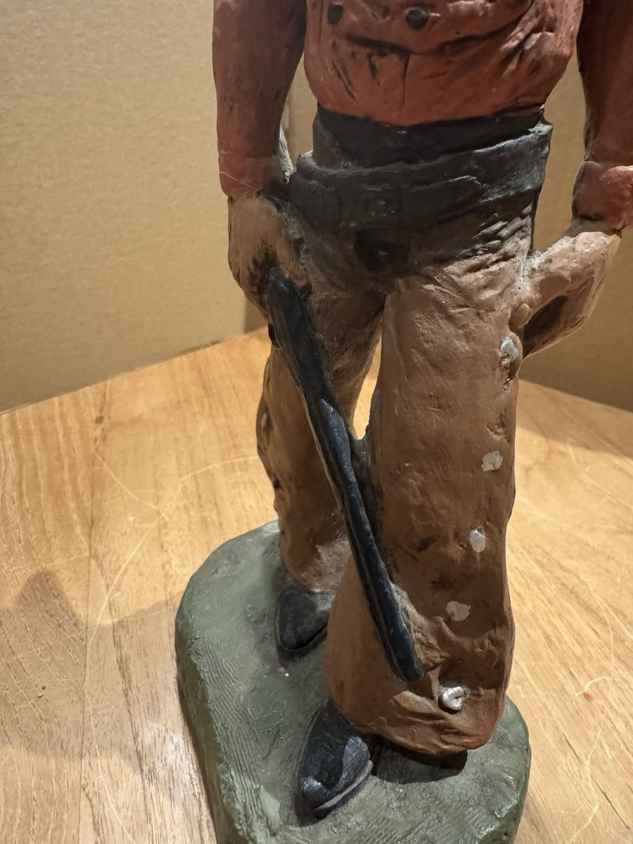 Vintage Michael Garman Men With Rifle Sculpture Signed & Dated