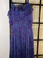 Alice and Olivia Chiffon Ruffle Maxi Dress Blue Purple Multi 10