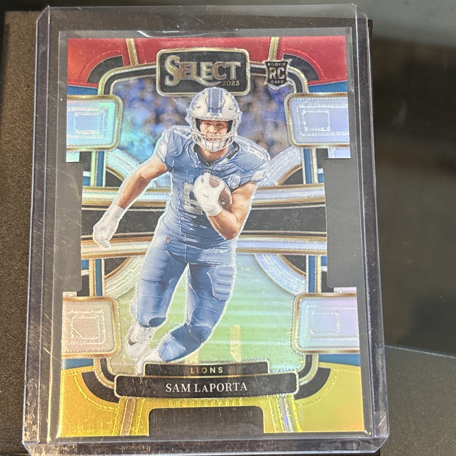 2023 Panini Select - Concourse Sam LaPorta #35 Red & Yellow Prizm Die-Cut (RC)