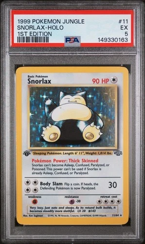 1999 Pokemon Jungle 1st Edition #11 Snorlax HOLO RARE PSA 5 EX