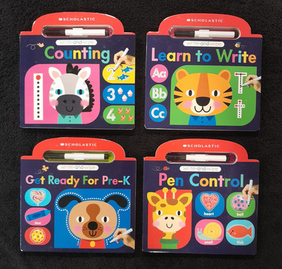 Scholastic Write and Wipe Board Books Counting Learn to Write Pre-K Pen Control