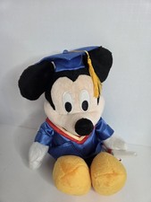Disney Mickey Mouse Graduation Plush Medium Stuffed Animal Blue Cap  Gown