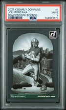 2024 Panini Clearly Donruss Downtown Legends #1 Joe Montana Downtown PSA 9