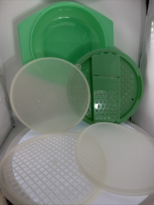 Vintage Tupperware Cheese Grater Shredder & Bowl 786-8 Jadite Green Top 5-pieces