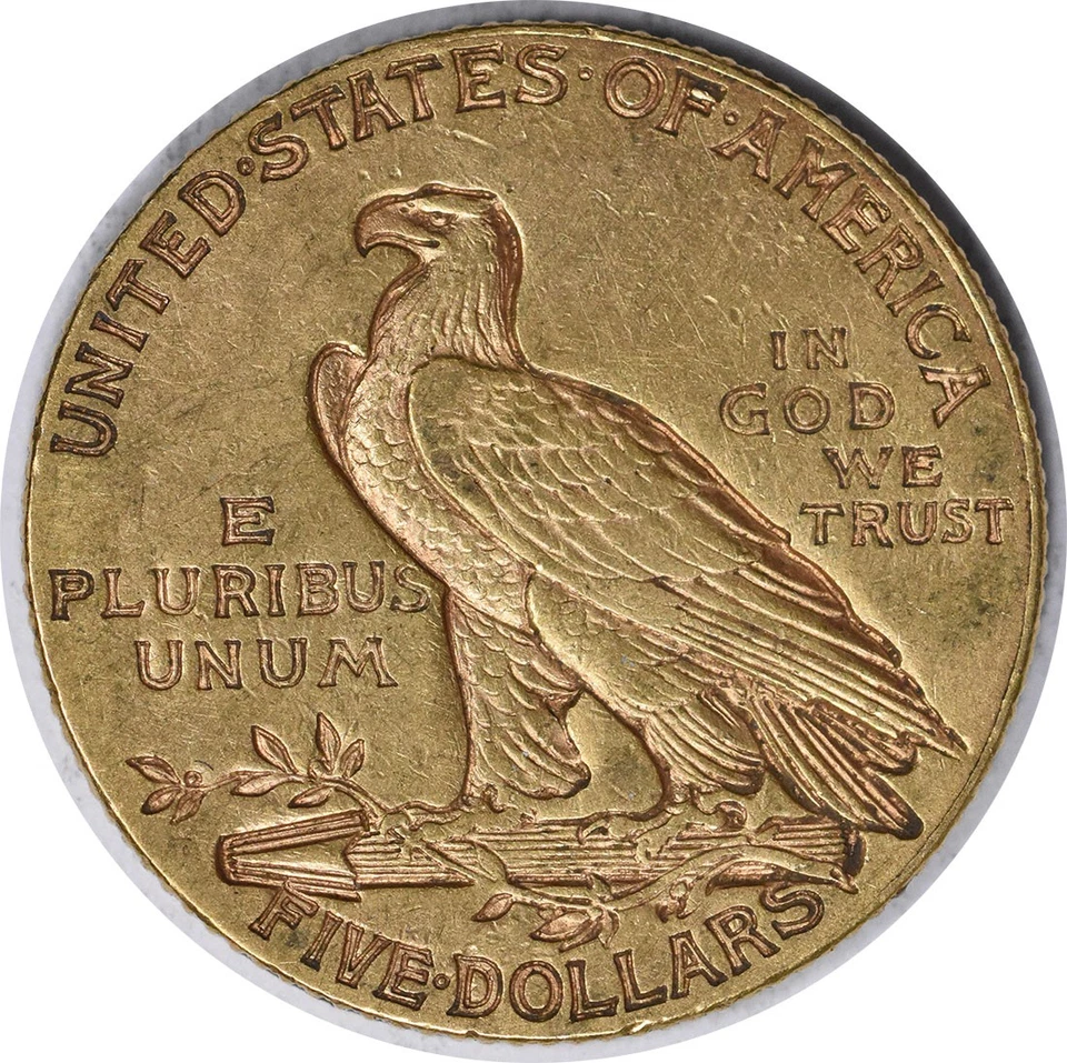 Oro indio EF de $5 1908 sin certificación #102 Foto 2 de 2