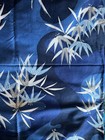 Stunning Dark Blue Bamboo Pattern Polished Cotton 1980sTextile 3.75 yards — photo 1