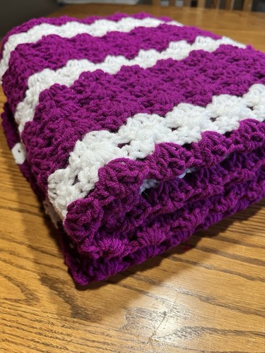 Handmade Crocheted Afghan Lap Or Toddler Blanket 37” x 49”