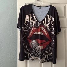 SHEIN Graphic Always Rock 2X Tee Shirt
