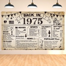 DARUNAXY 50th Birthday Party Decorations, Vintage Back in 1975 Banner 50 Year...