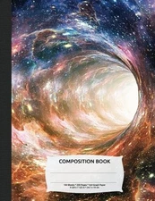 OUTER SPACE WORMHOLE COMPOSITION BOOK, GRAPH PAPER: 4X4 By Enchanted Willow NEW