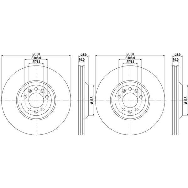 2X Hella Bremsscheiben 330Mm Vorne Passend FüR CitroËN C5 C6 Peugeot 407-image