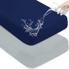 Waterproof Crib Sheets for Boys 2 Pack, Fitted Baby Crib Sheet Neutral 52" x ...