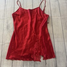 Vintage Secret Red Satin Lace Chemise Slip Dress Lingerie Y2K Fairycore Large
