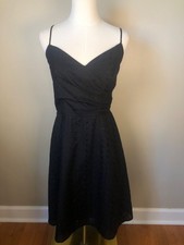 ABS By Allen Schwartz Black Eyelet Fit & Flare Dress Dark Coquette Whimsigoth 8