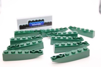 Lego (c) 10x Bogenstein Basic - 6x1 - 42023 - dunkelgrün - negativ Bogen - slope