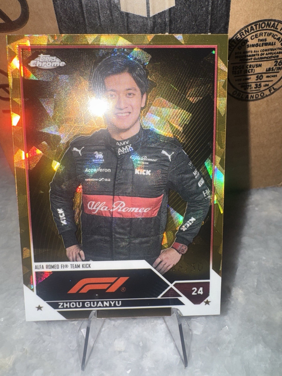 2023 Topps Chrome Sapphire Formula 1 F1 Drivers Zhou Guanyu #58 Gold Ice /50