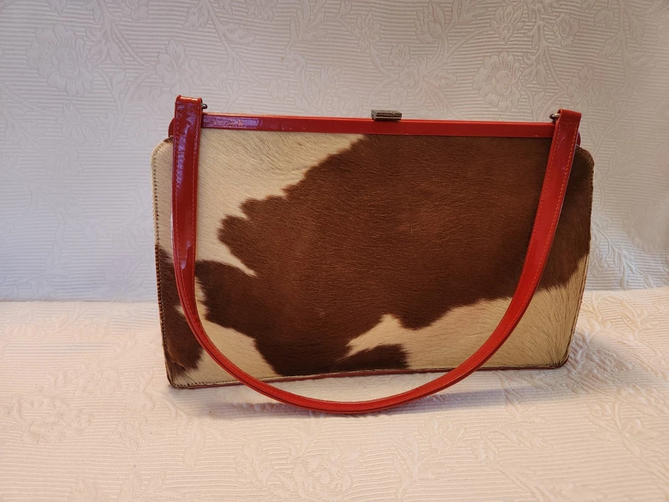 Rare Authentic Vintage Lambertson Truex Ponyhair Leather Bag - Image 2 of 4