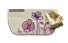EcoTools By Alicia Silverstone Makeup Bag Beige Purple Flower Zip Travel Pouch
