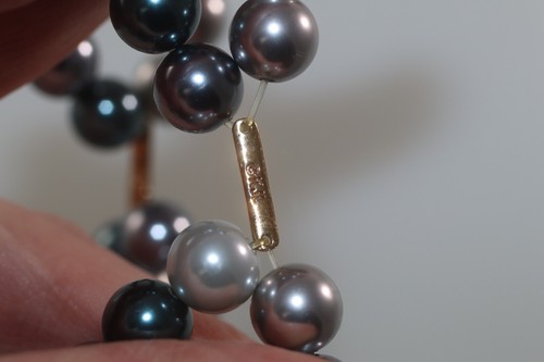 Vintage KJL Kenneth Jay Lane Pearl stretch bracelet grey two 2 strand - Picture 5 of 5