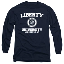 Liberty University Adult Long Sleeve T-Shirt Circle Logo, Navy, S-3XL