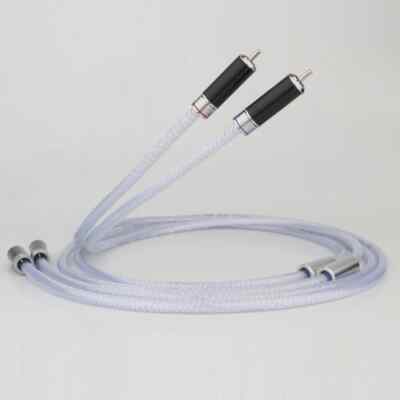 Pair OCC Silver Plate Audio RCA Cable Rhodium Plated Plug HiFi Interconnect Wire