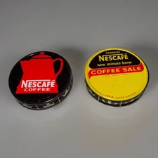 Vintage Nescafe Advertising Original  Metal Lids! Lot Of 2