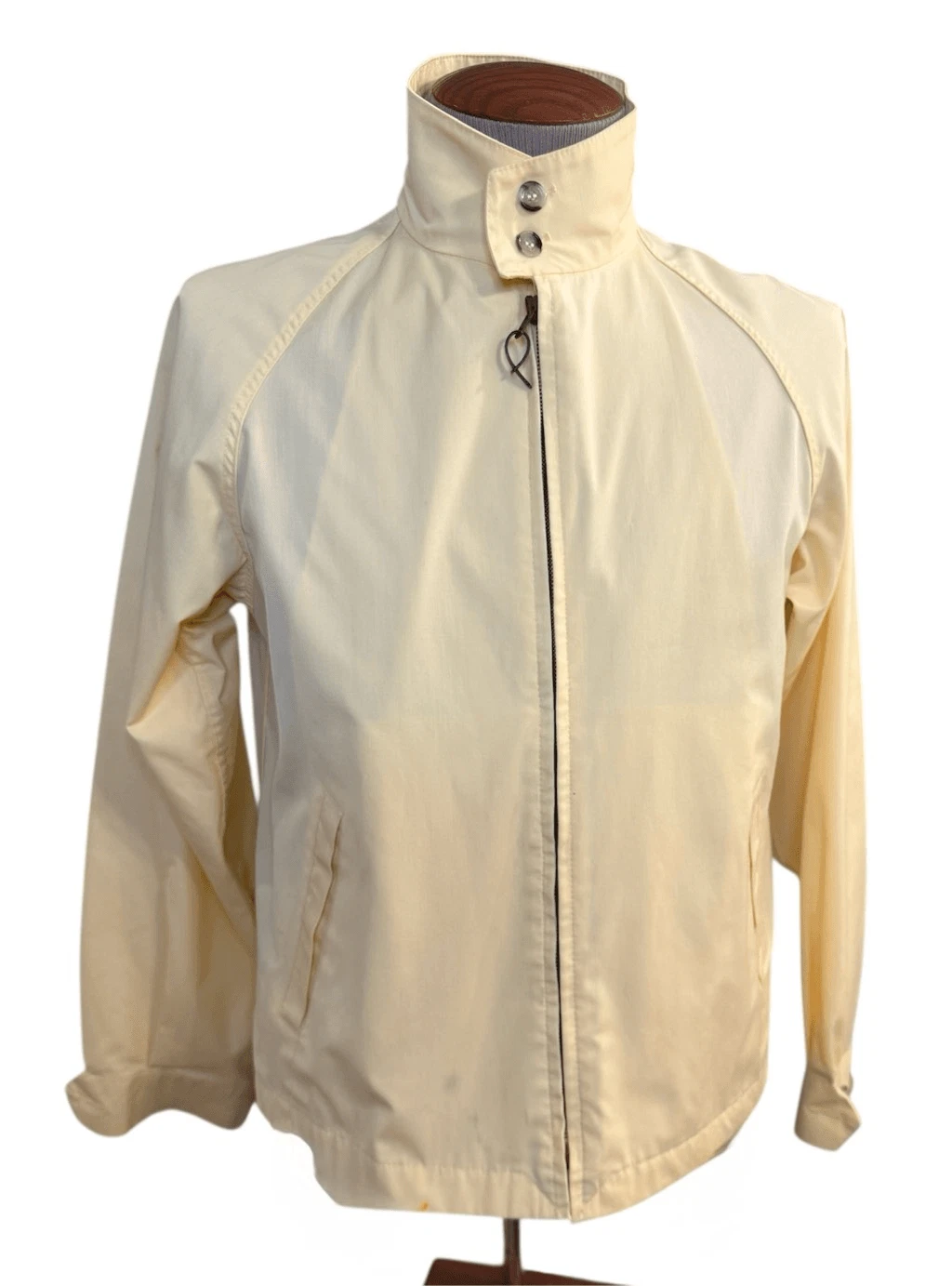 London Fog Men’s Vintage Butter Yellow Windbreaker Sz. 40 Zip Up 2-Button Collar