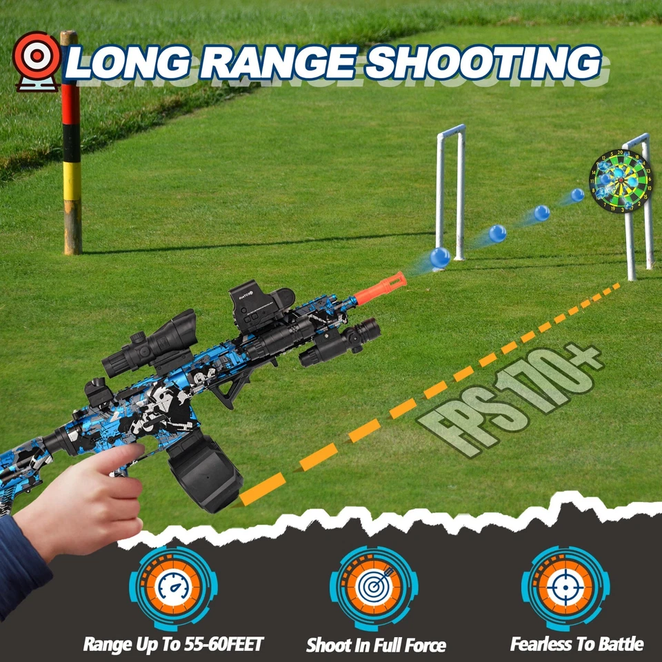 Pistola bláster de gel M416 modo doble manual/eléctrica recargable bola salpicadora Foto 4 de 4